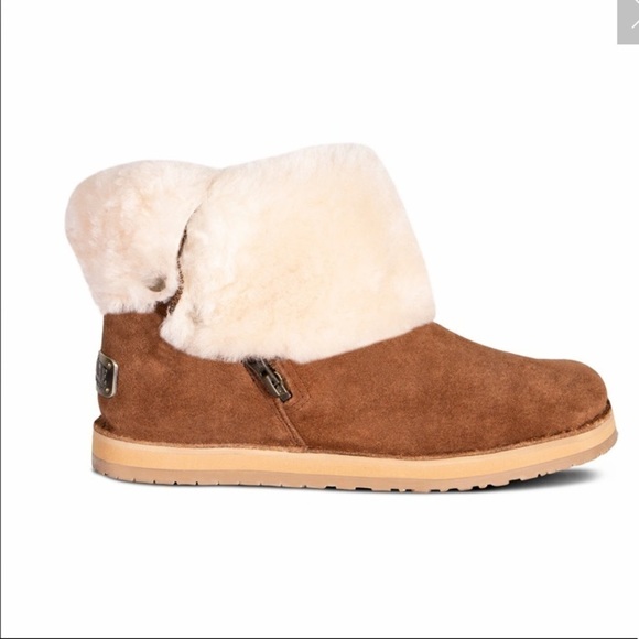 RJS Fuzzies Brown Trixie Chestnut Fold Over Boot 6 - Picture 7 of 12